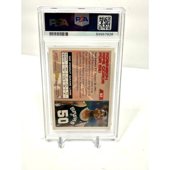 David Robinson San Antonio Spurs 1993 Topps Gold 50 Point Club #52 PSA 9 - Picture 2 of 2